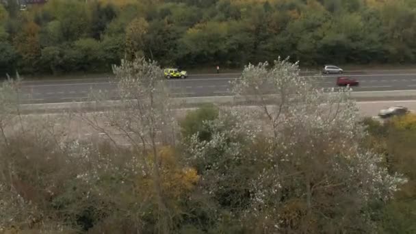 Reveal Shot Police Attending Accident Motorway — Stock Video