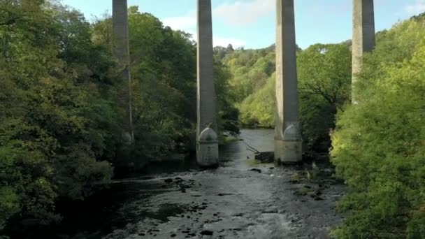 Pontcysyllte Aqueduct River Wales Aerial View — Stock video
