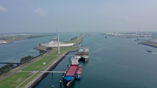 Time Lapse Barche Navi Calandkanaal Nel Porto Rotterdam — Video Stock