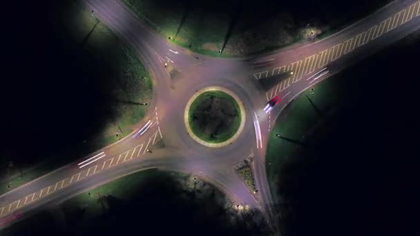 Visão Tráfego Por Olho Pássaro Usando Sistema Roundabout — Vídeo de Stock