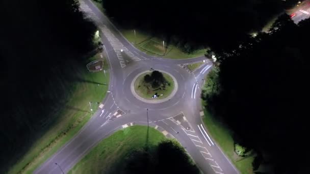 Time Lapse Roundabout Night Vehicles Traffic — Stock Video