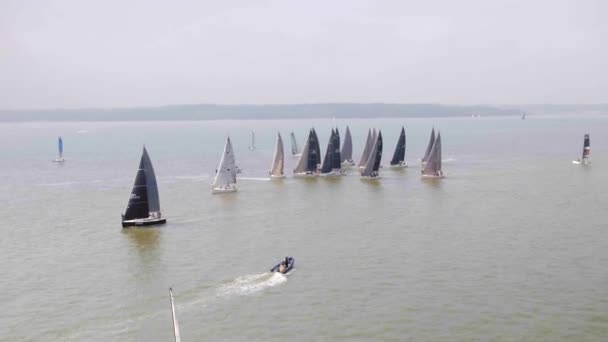 Yachts Competing Fast Sailing Race — Stock Video