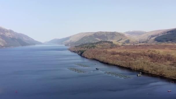 Acquacoltura Peschiera Loch Circondato Uno Splendido Paesaggio — Video Stock