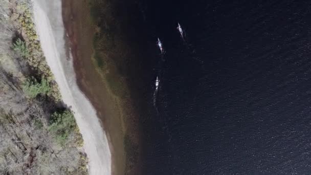 Widok Lotu Ptaka Kajakarzy Jeziorze — Wideo stockowe