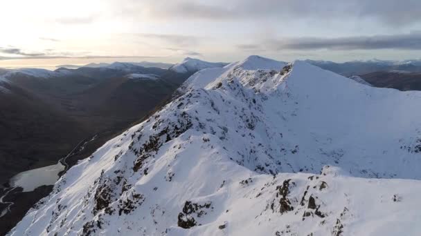 Snowy Mountain Aerial View Winter — Stock Video