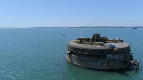 Luftaufnahme Eines Verlassenen Seeforts Solent Großbritannien — Stockvideo