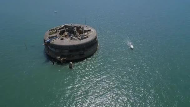 Aerial View Elhagyott Sea Fort Solent Egyesült Királyság — Stock videók