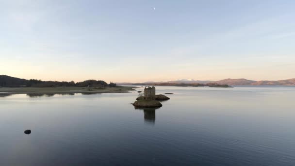 Övergivna Ruiner Castle Stalker Skottland — Stockvideo