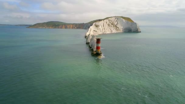 Las Agujas Isla Wight Desde Aire — Vídeo de stock