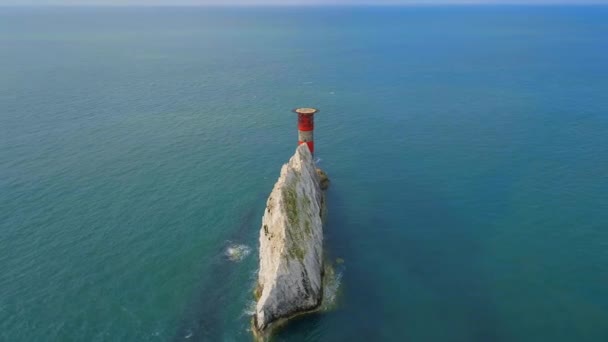 Die Nadeln Auf Der Isle Wight Aus Der Luft — Stockvideo