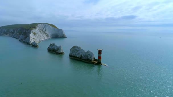 Naalden Het Eiland Wight Vanuit Lucht — Stockvideo