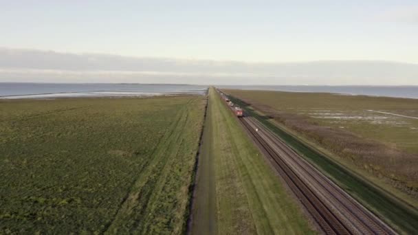 Moto Rail Train Carrying Vehicles Passengers Journey — Stock Video