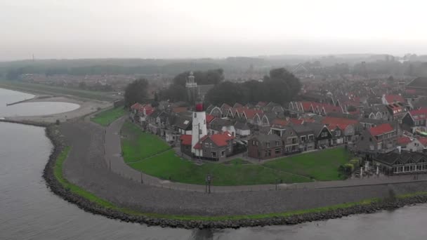 Hollanda Daki Urk Kasabasının Puslu Sabah Manzarası — Stok video