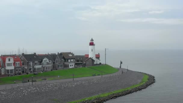 Hazy Morning Aerial View Town Urk Nizozemsku — Stock video