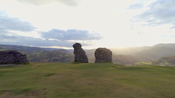 Ruïnes Van Castell Dinas Bran Wales — Stockvideo