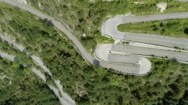 Winding Twisting Steep Mountain Road Aerial — Stock Video