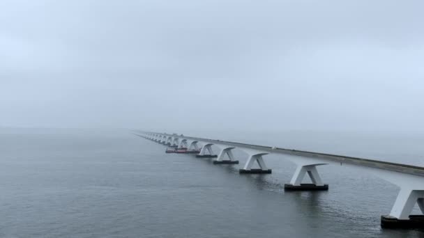 Χρονικό Όριο Της Γέφυρας Zeelandbrug Της Μεγαλύτερης Γέφυρας Στις Κάτω — Αρχείο Βίντεο