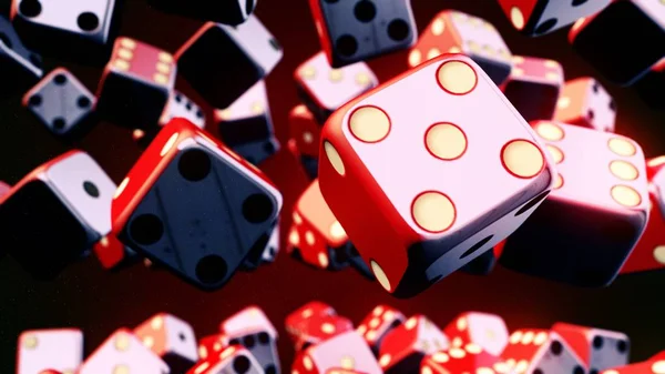 Red dice on red background. 3D rendering