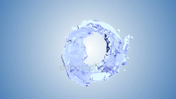 Splash modrá voda s bublinkami vzduchu s bílým pozadím