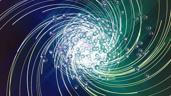 motion graphics with colored spiral and spheres