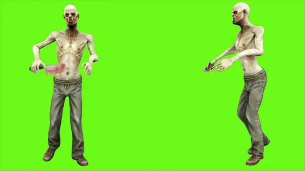 Zombie dance - seperated on green screen.