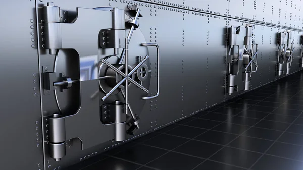 Safe Doors Of Bank Vault. 3D rendering