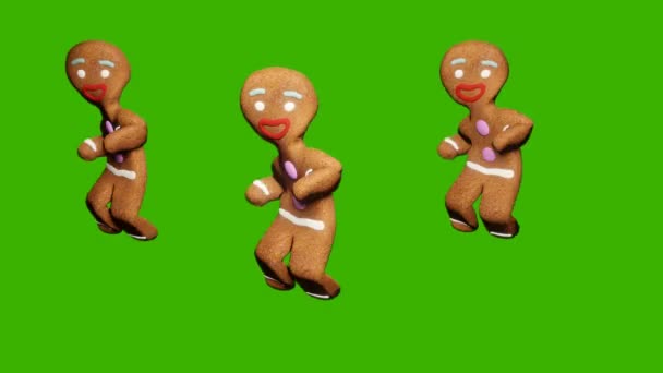 The gingerbread man is dancing a Christmas dance. The concept of the celebration. Looped animation in front of green screen. — Stock Footage The gingerbread man is dancing a Christmas dance. The concept of the celebration. Looped animation in front of green screen. Royalty Free Stock Footage