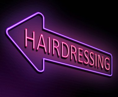 Kuaförlük neon kavramı.
