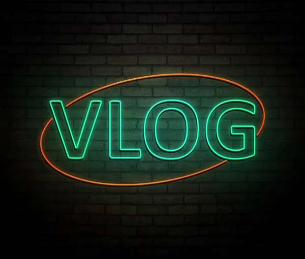 Illustratie Beeltenis Van Een Verlichte Neon Teken Met Een Vlog Rechtenvrije Stockafbeeldingen