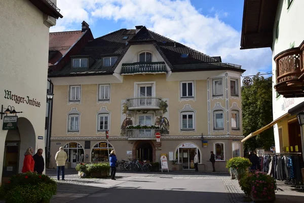 Mittenwald Olan Bavyera Peri Masalı Bir Kayak Merkezi Şehrin Keman — Stok fotoğraf