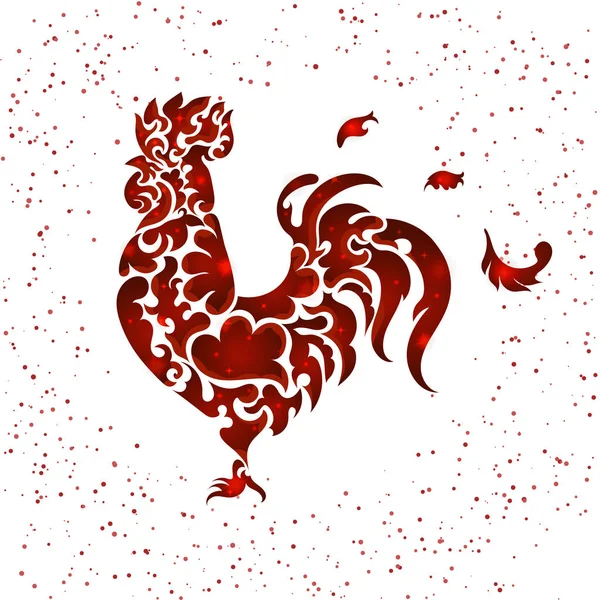 新的一年红闪公鸡。矢量图 Eps 10 — 图库矢量图片