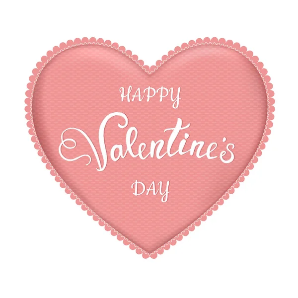 Textiel met belettering Happy Valentines Day hart — Stockvector