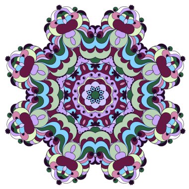 Dekoratif baskı veya web tasarımı için süslü mandala yuvarlak. Mandala renkli arka plan. Kartı, ulusal tasarım düğün, davet. Vektör çizim Eps 10