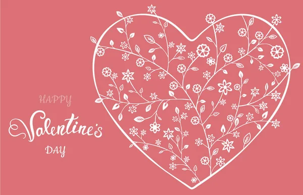 Hermoso corazón floral adornado. Tarjeta de San Valentín. Ilustración vectorial EPS10 . — Vector de stock