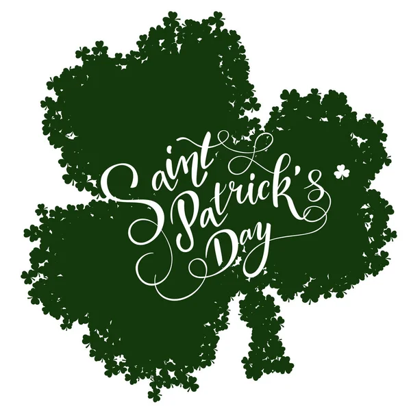 Carte d'invitation de la Saint Patrick, fond de trèfle, lettrage, vacances de printemps. Illustration vectorielle EPS10 — Image vectorielle