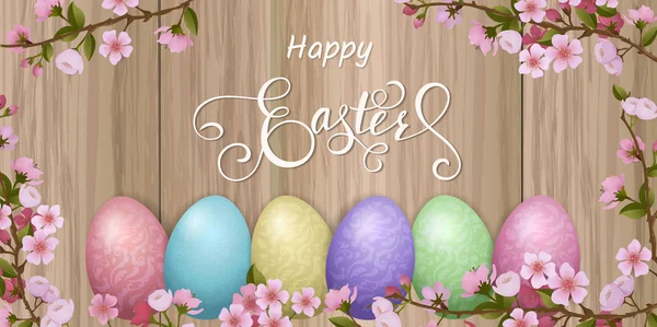 Feliz saudação pascal, pão de gengibre em forma de ovos. Férias de primavera, fundo de Páscoa. Ilustração vetorial EPS10 — Vetor de Stock
