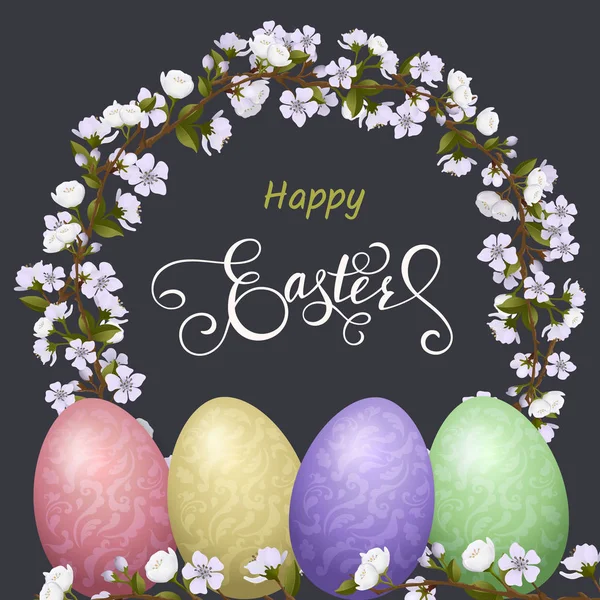 Feliz Páscoa, pão de gengibre em forma de ovos. Férias de primavera, fundo de Páscoa. Ilustração vetorial EPS10 . — Vetor de Stock
