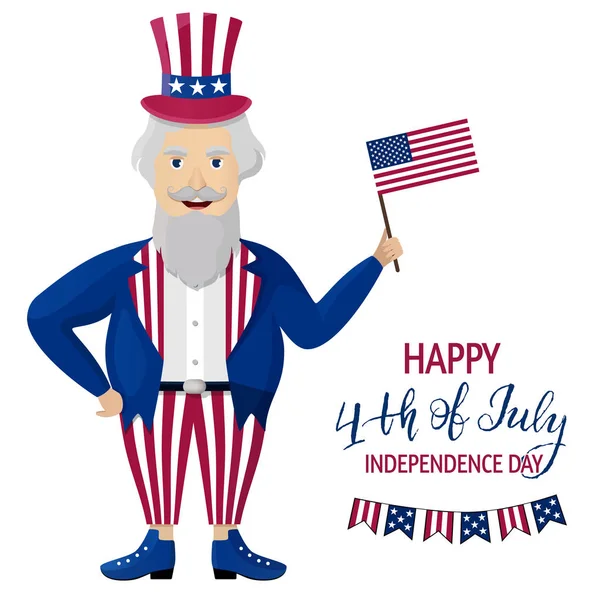 Happy dag van de onafhankelijkheid Usa. Fourth of July. Patriottische kenmerken, partij uitnodiging. Vectorillustratie Eps10. — Stockvector