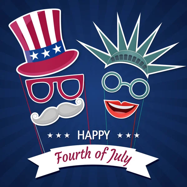 Happy dag van de onafhankelijkheid Usa. Fourth of July. Patriottische kenmerken, partij uitnodiging. Vectorillustratie Eps10. — Stockvector