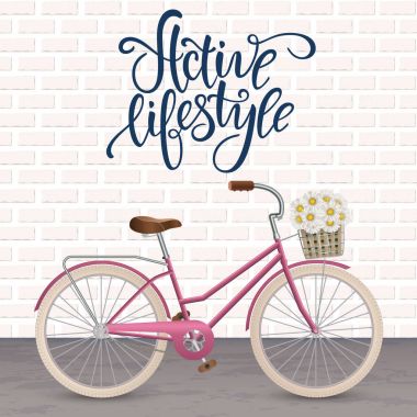 Retro sektörlerine çiçek sepeti ile. Sağlıklı yaşam, fitness.
