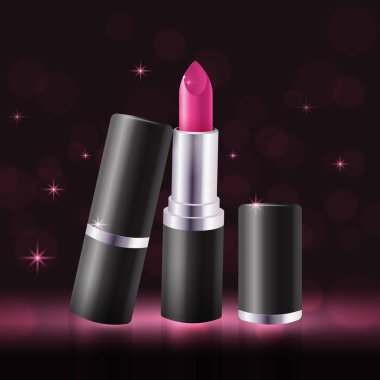 Makyaj renkli ruj, ruj renk örnekleri katalog şablonu için ayarlayın. Vektör çizim Eps 10.