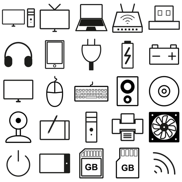 Ensemble d'icônes web en noir et blanc — Image vectorielle
