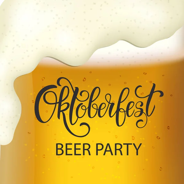 Oktoberfest yazı, bir bardak bira. Sonbahar tatil. Vektör çizim Eps10.