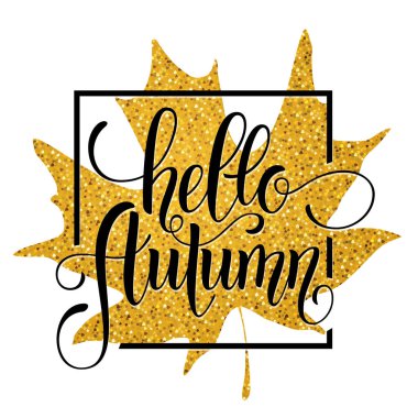 Sonbahar elle çizilmiş yazı. Arka plan yaprak. Vektör çizim Eps10.