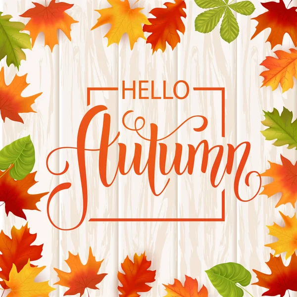 Sonbahar elle çizilmiş yazı. Arka plan yaprak. Vektör çizim Eps10.