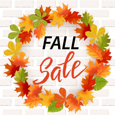 Sonbahar elle çizilmiş yazı. Arka plan yaprak. Vektör çizim Eps10