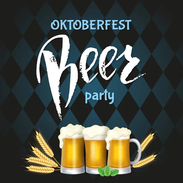 Oktoberfest yazı, bir bardak bira. Sonbahar tatil. Vektör çizim Eps10.