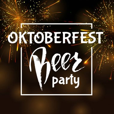 Oktoberfest yazı, bir bardak bira. Sonbahar tatil. Vektör çizim Eps10.