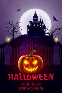 Cadılar Bayramı arka plan, balkabağı. Parti ve satış için tebrik kartı. Sonbahar tatil. Vektör çizim Eps10.