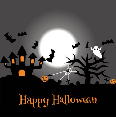 Cadılar Bayramı nesneleri, kabak ve yazı kümesi. Parti ve satış için tebrik kartı. Vektör çizim Eps10.